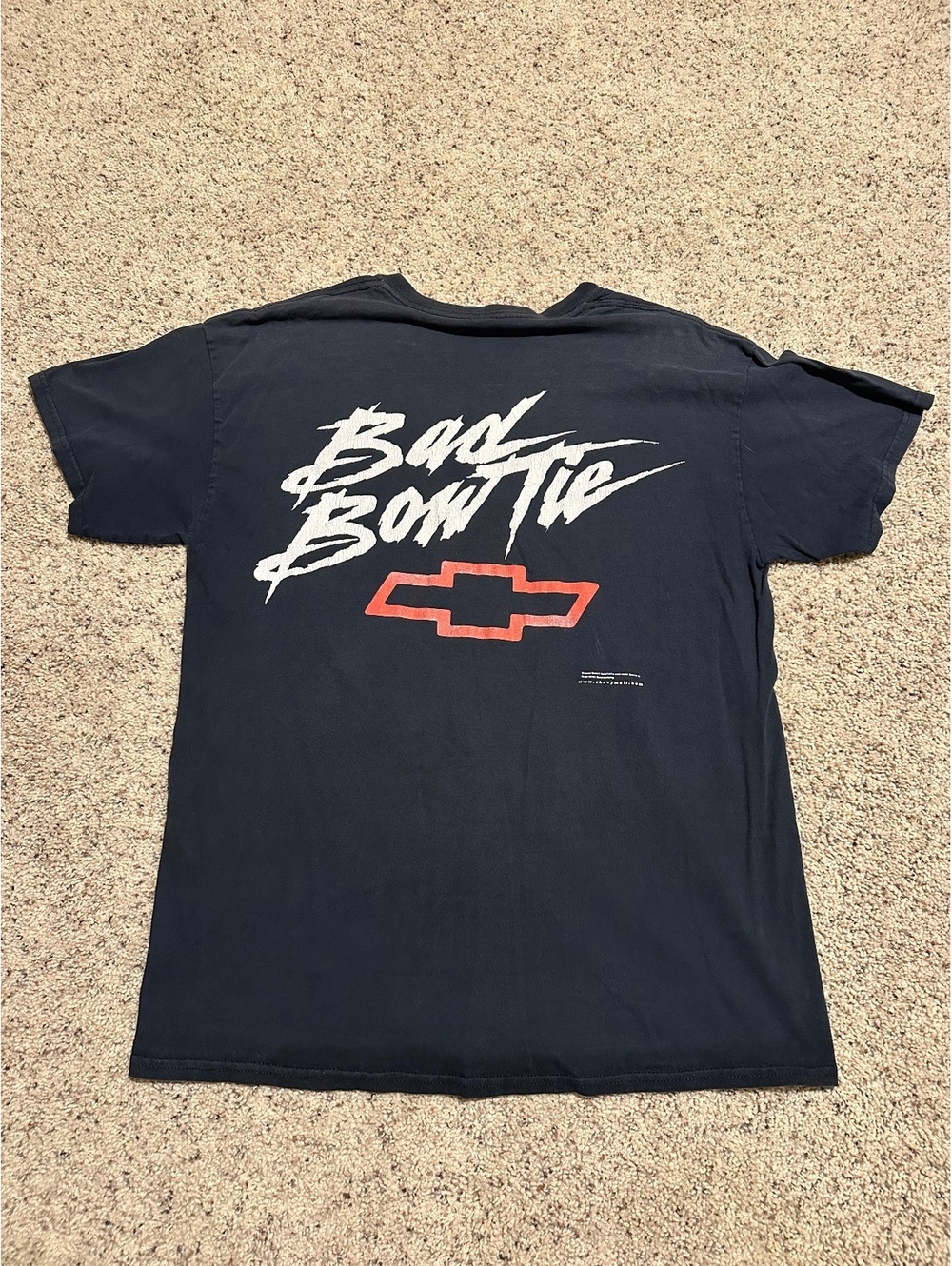 Vintage Chevrolet Bad Bow Tie Graphic T-Shirt Large Black Cotton